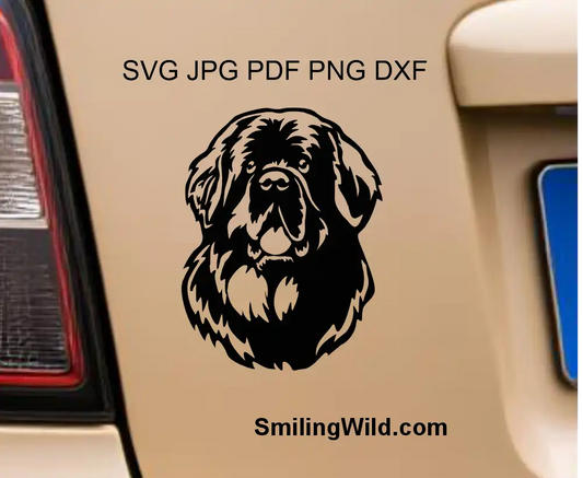 Neufundländer SVG Schneidedatei Porträt - Hundevektor CNC & Laser Datei