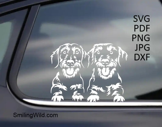Dachshund SVG PNG DXF Clipart - Doxie Dog Double portrait White Cuttable Art