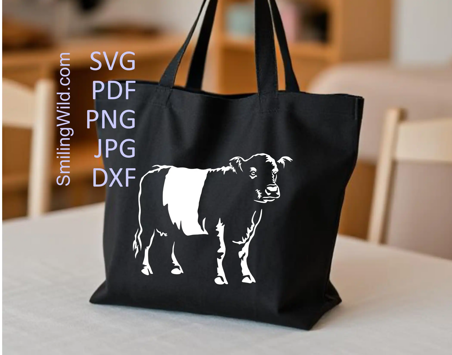 Belted Galloway SVG, PNG, DXF White Vector Cutting Files