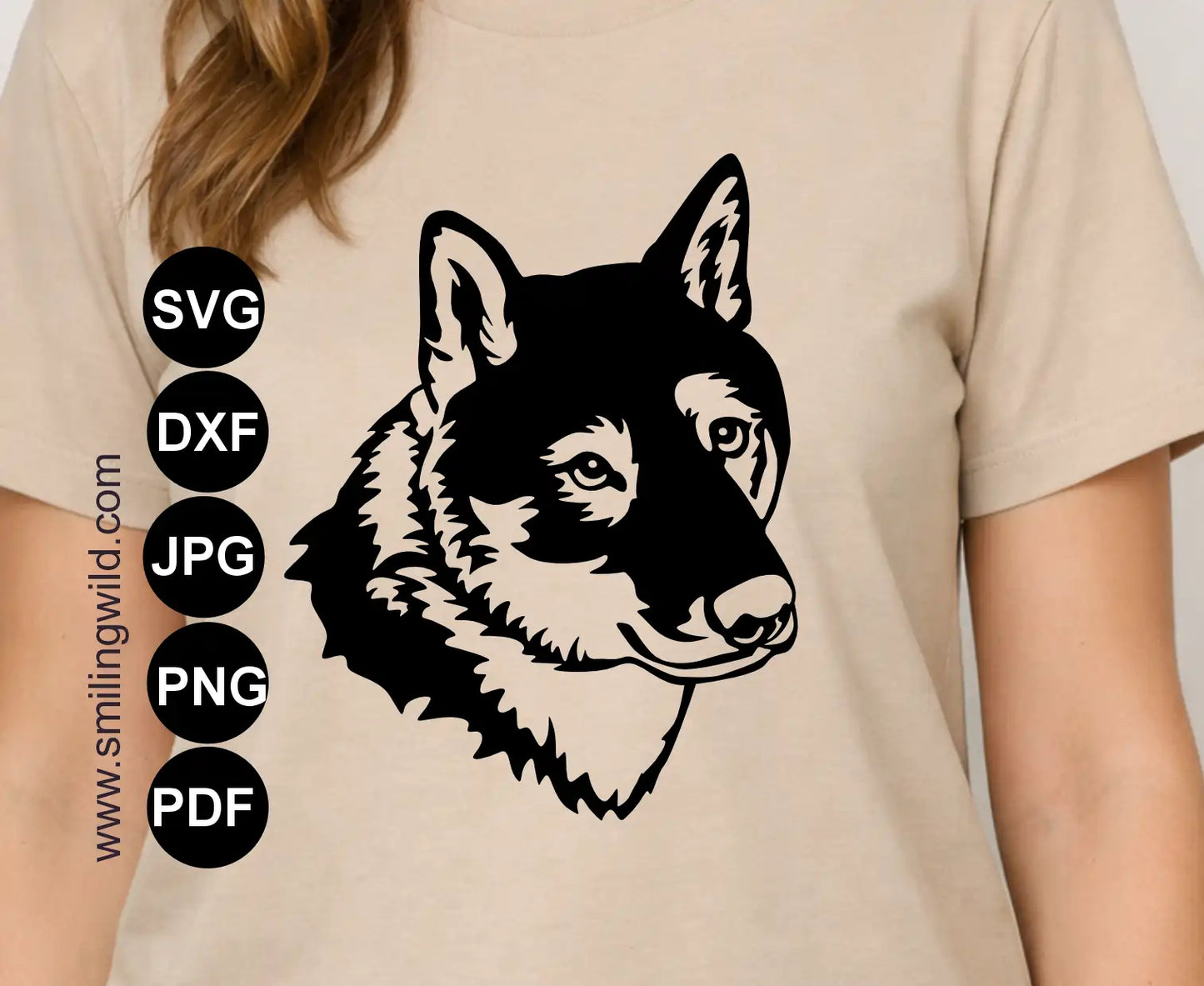 Shikoku SVG Clipart - Hundekopf-Vektordatei zum Ausschneiden