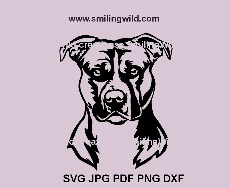 Amstaff head SVG, png, dxf clipart file - black vector for laser cutting and engraving projects