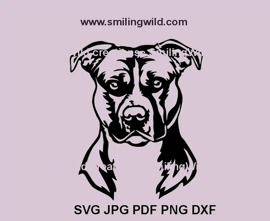 Amstaff head SVG, png, dxf clipart file - black vector for laser cutting and engraving projects