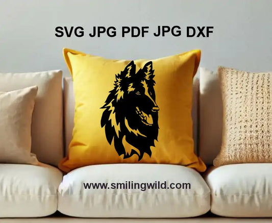 roenendael Belgian Shepherd dog clipart in SVG and PNG formats for engraving and crafting