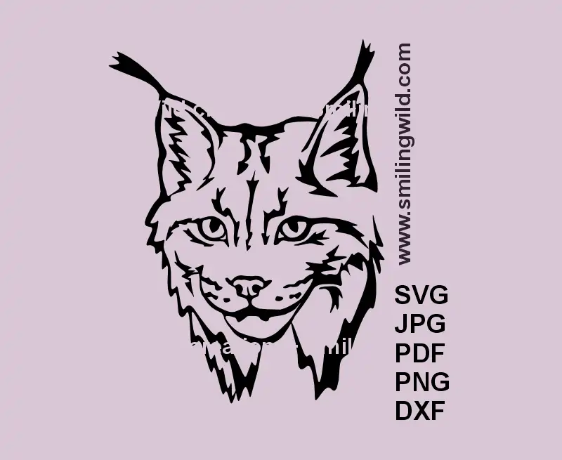 Canada Lynx head SVG and png laser cut file – detailed wildlife vector for Glowforge and Cricut