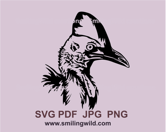cassowary drawing in a svg graphic style black color image
