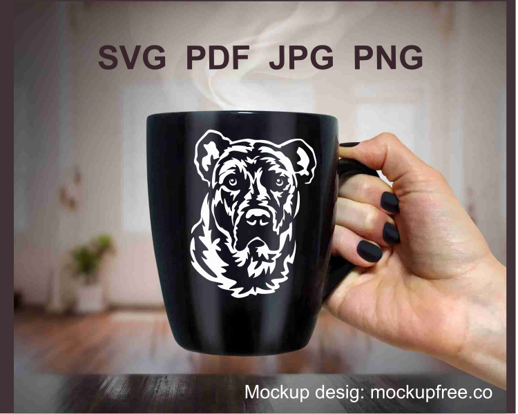 Cimarron face on printed on a dark mug