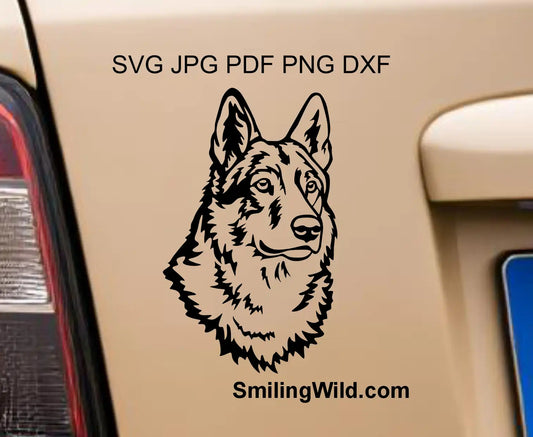 Czechoslovakian Wolfdog face svg and png vector artwork with clean cutting lines