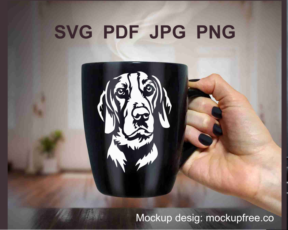 A detailed white SVG PNG design of a Dunker dog breed, ideal for Cricut, laser cutting, and crafts on dark backgrounds or with light vinyl.