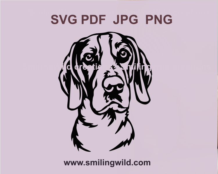 High-quality SVG and PNG digital design of a Dunker, a Norwegian hound, perfect for Cricut, glowforge, laser cut projects and personalized crafts