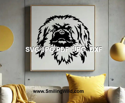 Lion dog Pekingese vector – Digital file for engraving, laser cutting & crafts