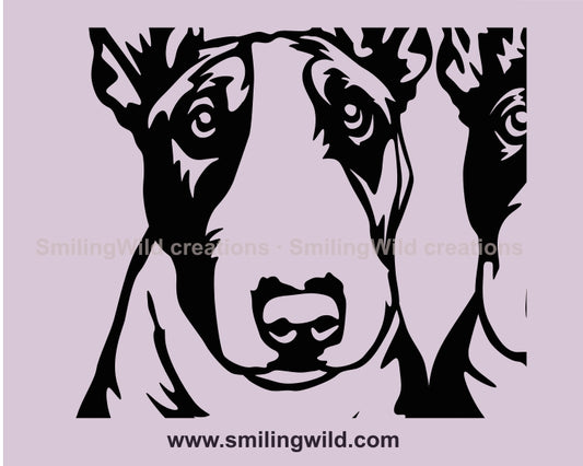 Bullterrier SVG Doppelportrait Vektor schneidbare Datei