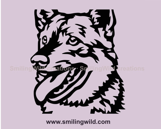 Schwedischer Vallhund SVG Schneide-Clipart-Design, Västgötaspets Portrait