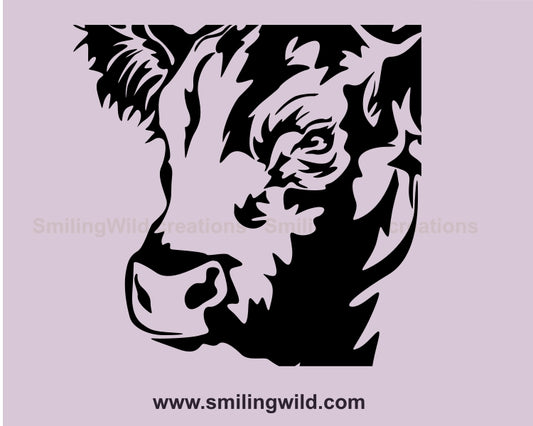 Black angus bull svg clip art head design, Farm Animal cuttable vector portrait