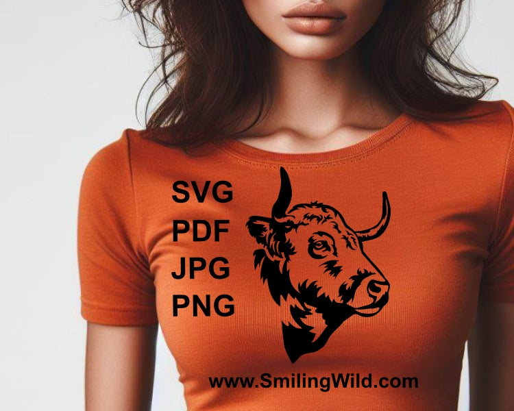Aubrac Kuh SVG Vektordatei, Aubrac Rinder Clip Art schneidbares Design
