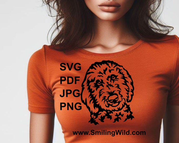 Goldendoodle svg cuttable clip art portrait
