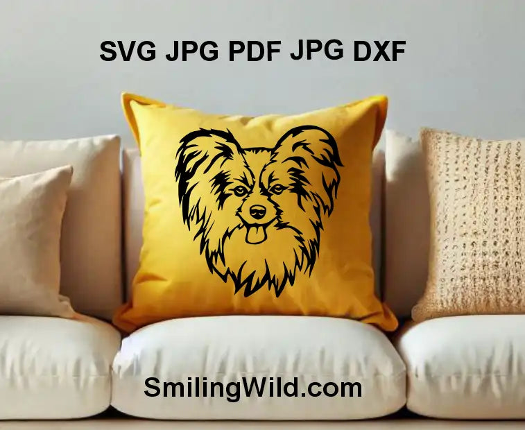Papillon head clipart – High-quality SVG PNG DXF for Cricut & laser projects