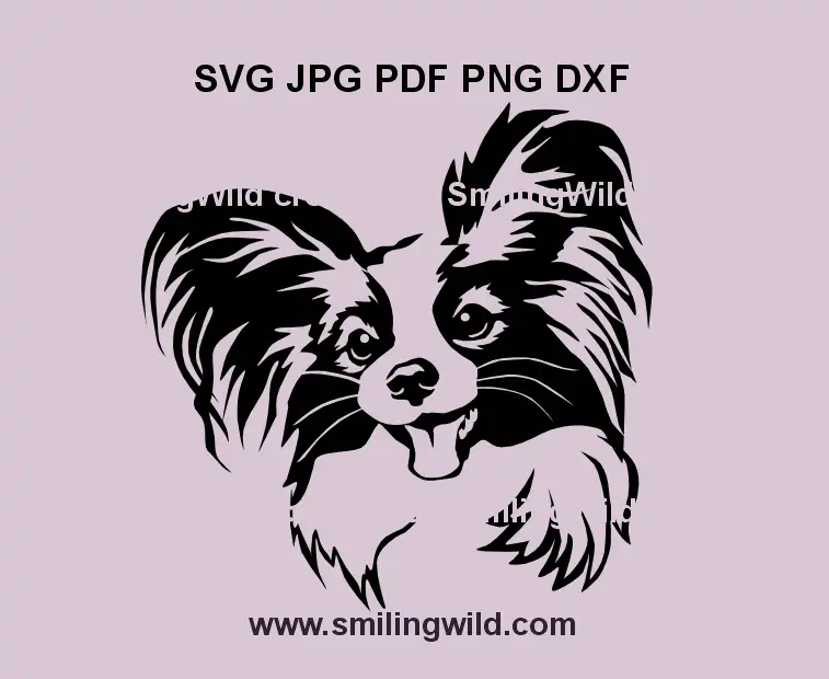 Papillon SVG PNG DXF – Black dog vector for laser cutting & engraving