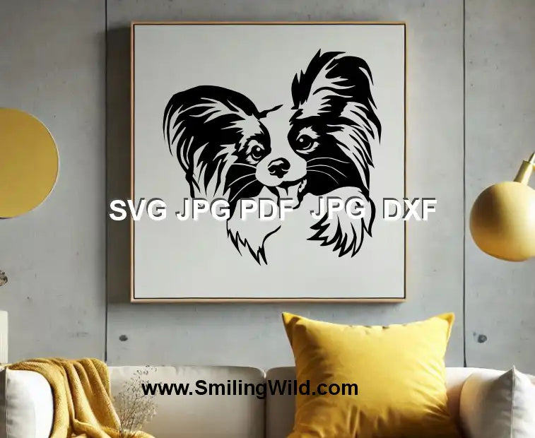 Papillon face clipart – High-quality SVG PNG DXF for Cricut & laser projects