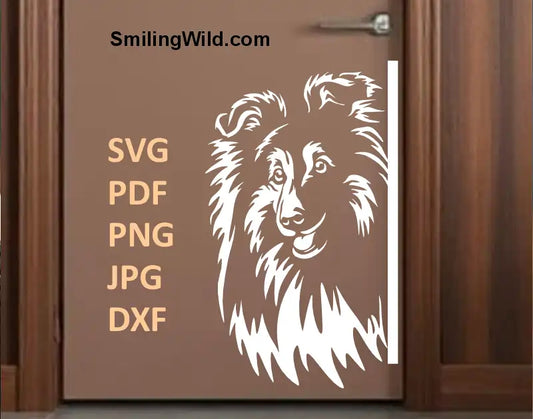 Peeking Sheltie head PNG clipart for sticker or wall art design