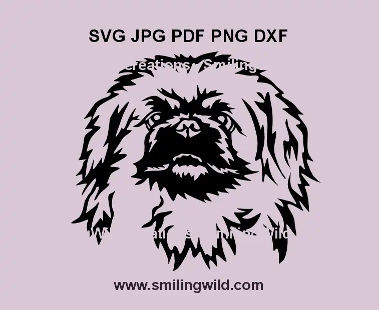 Pekingese SVG PNG DXF – Black dog vector for laser cutting & engraving