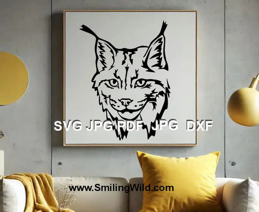 PNG and dxf clipart of realistic Canada Lynx head – ideal for Cricut animal-themed designs