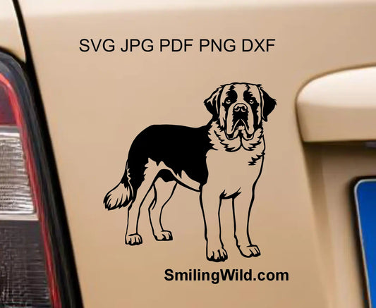 Saint Bernard DXF and PNG cut file and digital download optimized for precision cutting and weeding