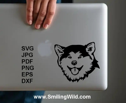akita inu svg and png clipart digital design showing head of this dog used as laptop sticker