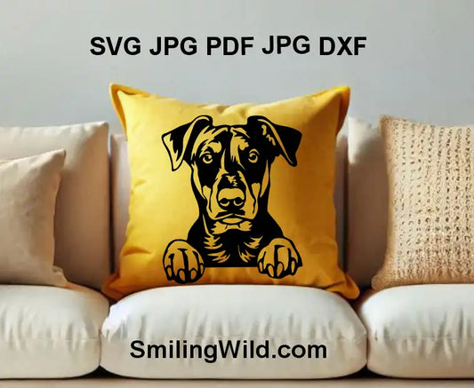 NG clipart of alert German Pinscher dog peeking – perfect for crafts and pet decor