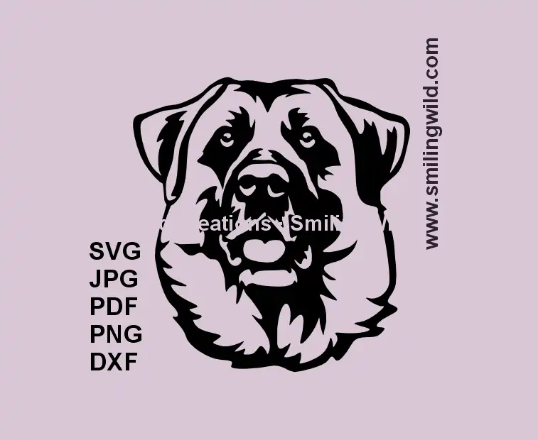 Anatolian Shepherd dog head SVG black vector for Cricut and Glowforge cutting projects.