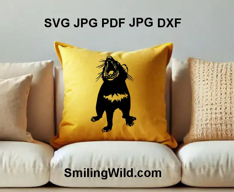 Tasmanian Devil in aggressive stance – DXF wildlife vector art for engraving or cutting machines