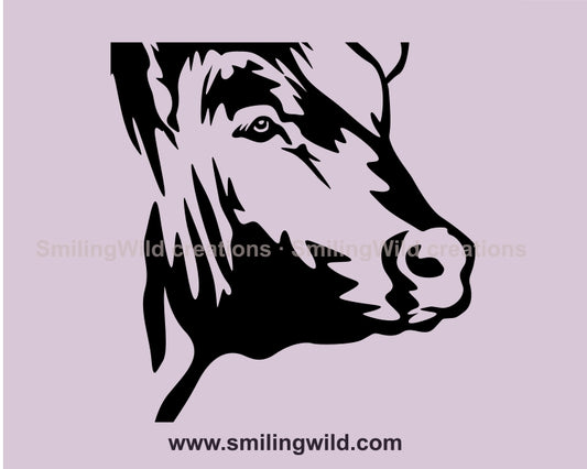 Angus bull head cuttable clipart PNG for crafting and laser engraving.