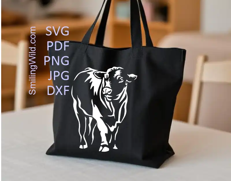 Preview of the PNG and DXF files included with the Black Angus White Vector bundle, showing format suitability for laser engraving