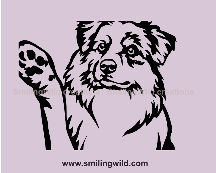 Merle Australian Shepherd SVG, PNG, PDF - Sitzender Hund Schneidbares Clipart Design