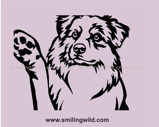 Merle Australian Shepherd SVG, PNG, PDF - Sitzender Hund Schneidbares Clipart Design