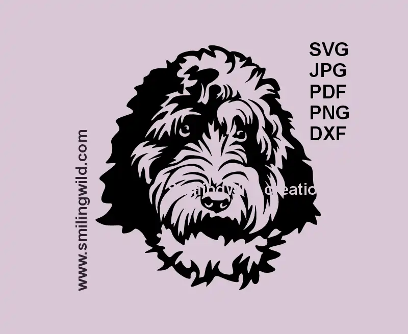 Aussiedoodle also known as Aussiepoo dog face SVG PNG DXF – vector clipart for Cricut and laser cutting crafts