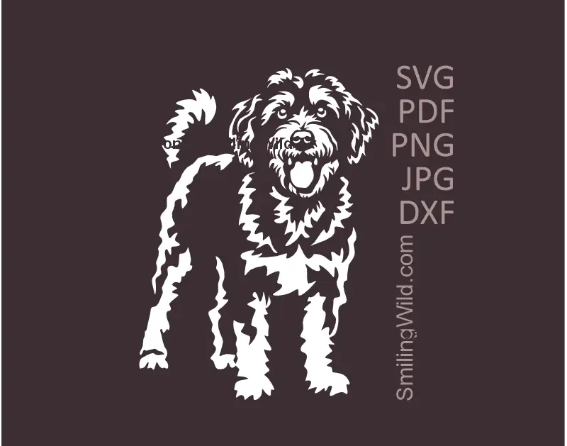 Aussiepoo (called also Aussiedoddle) white SVG PNG DXF toy dog vector clipart for Cricut and laser cutting