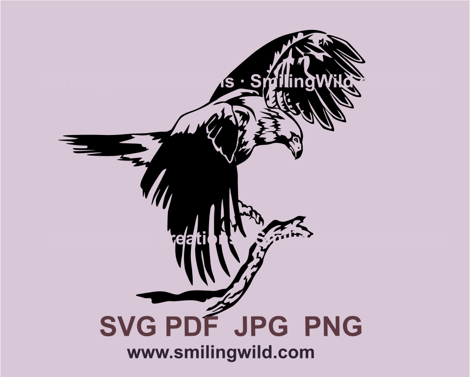 australian wedge tailed eagle lending on a branch in a svg image