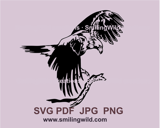 australian wedge tailed eagle lending on a branch in a svg image