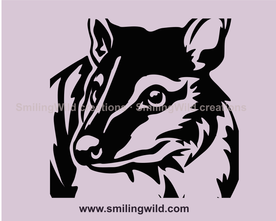 Australian numbat svg design in a close up face zoom