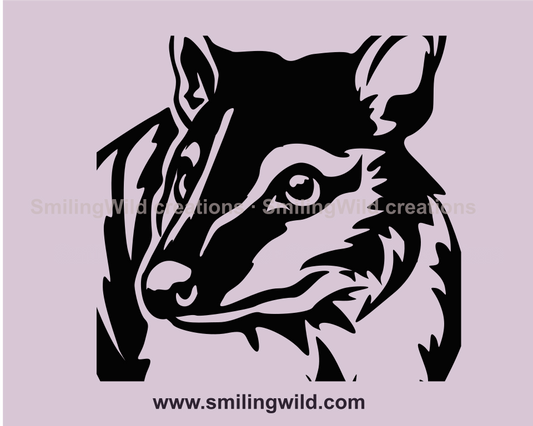 Australian numbat svg design in a close up face zoom