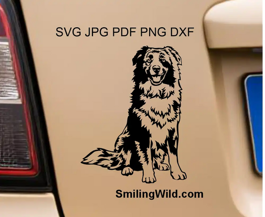 Australian Shepherd png black vector clipart file for vinyl cutting and Cricut
