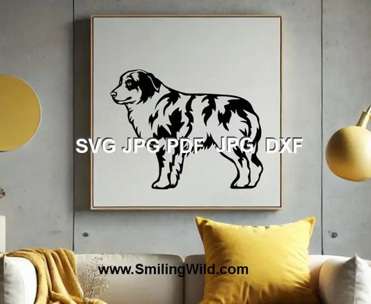 High-resolution DXF clipart of Australian Shepherd for engraving and crafts