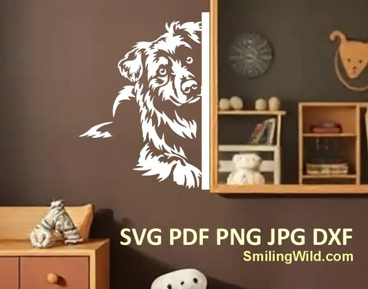 Clean corner dog silhouette for Aussie-themed custom decorations