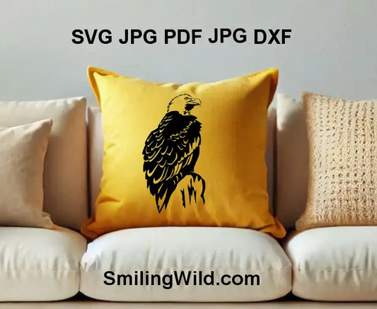 Bald eagle head profile PNG graphic for crafts and engraving