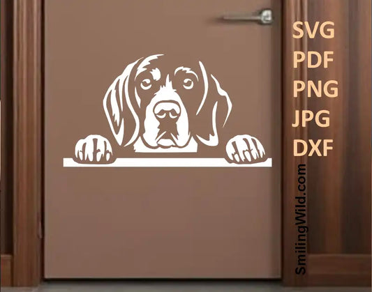 Realistic Beagle head DXF design in white for engraving on dark materials
