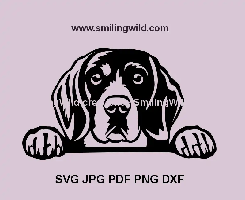 Beagle peeking head black SVG vector for Cricut and laser cutting