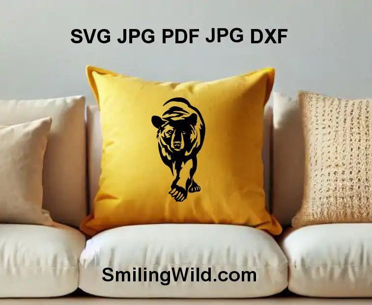 DXF vector file of a black bear walking forward – wild animal clipart for laser cutting