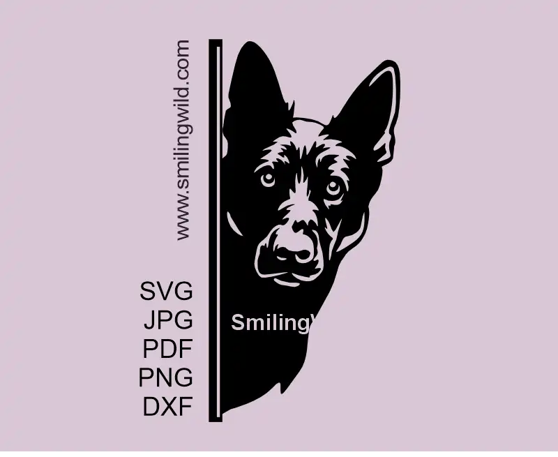 Black German Shepherd SVG PNG DXF corner peeking vector clipart for Cricut, Silhouette, laser cutting, and vinyl crafts