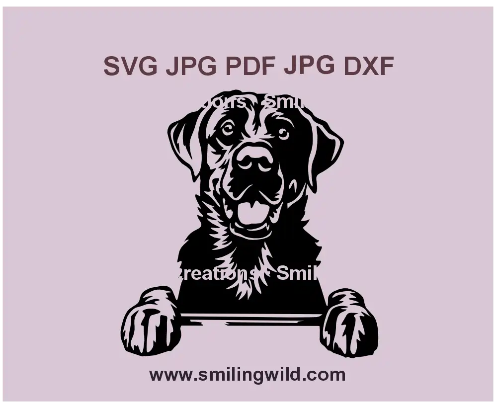 High-quality Black Labrador Retriever lab clipart digital download in SVG, PNG, and DXF formats – for Cricut, laser cutting, and engraving projects