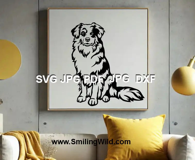 Aussie dog png, dxf sitting black vector clipart for Cricut and DIY crafts